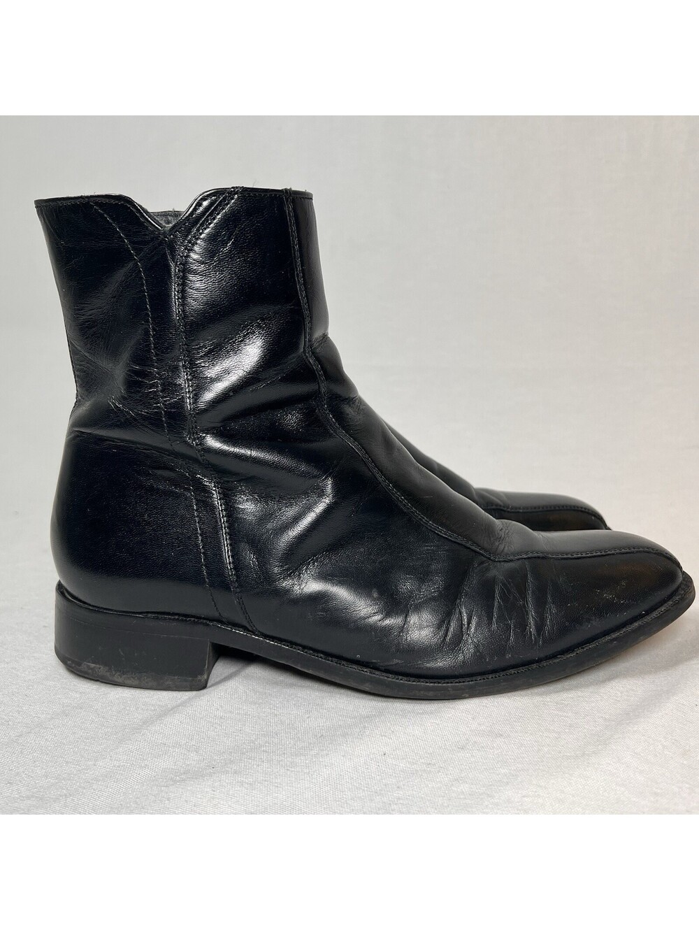 Florsheim Duke Ankle Boots Black Leather Side Zip Dress Bike Toe 11087 Men’s 9 D